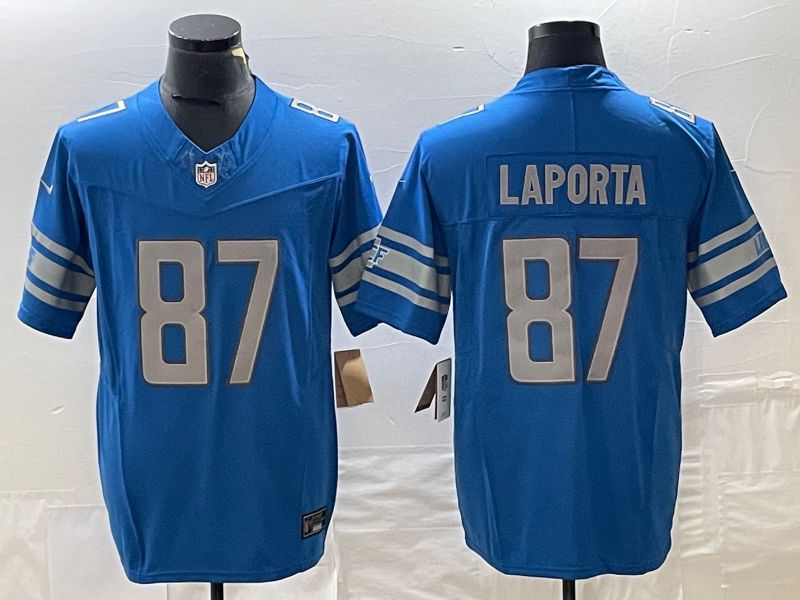 Men Detroit Lions #87 Laporta Blue 2023 Nike Vapor Limited NFL Jersey style 1